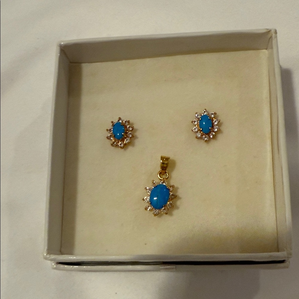 Elegant Gold and Blue Jewelry Set